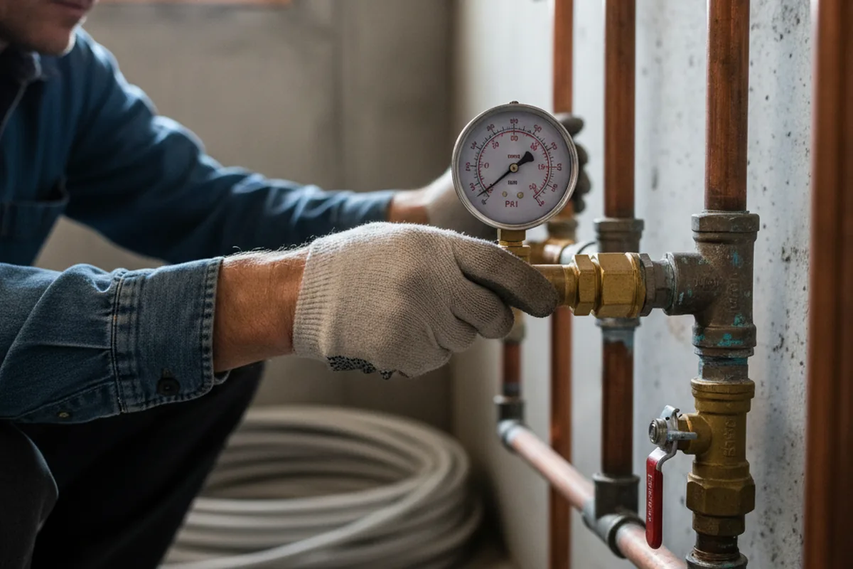 Pressure testing a repaired line during Water Line Repair in Ocean Gate